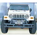 Rugged Ridge FRONT TUBE BUMPER WITH WINCH CUT OUT, BLACK TEXTURED, 76-06 JEEP CJ, WRANGLER/UN 11561.03